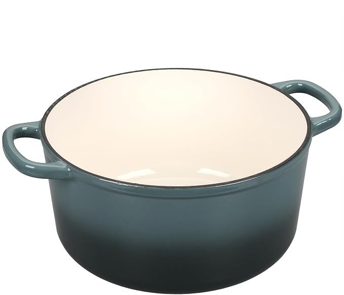 EDGING CASTING Enameled Cast Iron Dutch Oven with Sourdough Bread Baking Kit, Bread Dutch Oven with Lid, Includes Proofing Basket & Baking Tools, 5qt, Slateblue