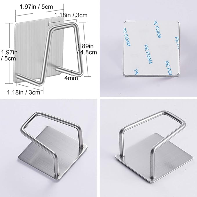 Adhesive Sponge Holder Sink Caddy for Kitchen Accessories - SUS304 Stainless Steel Rust Proof Waterproof, Quick Drying (2 Pack) | Rust Proof Quick Drying Waterproof Kitchen Accessories sink organizer soap holder