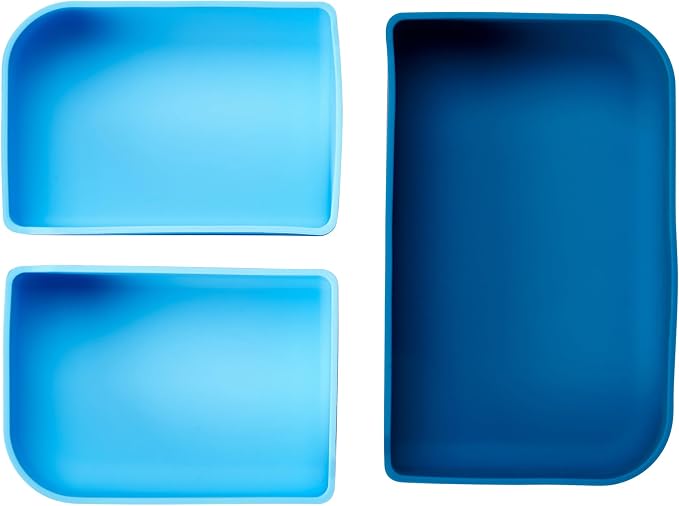 LunchBots Build a Bento 32 oz Platinum Silicone Divided Lunch Box Blue