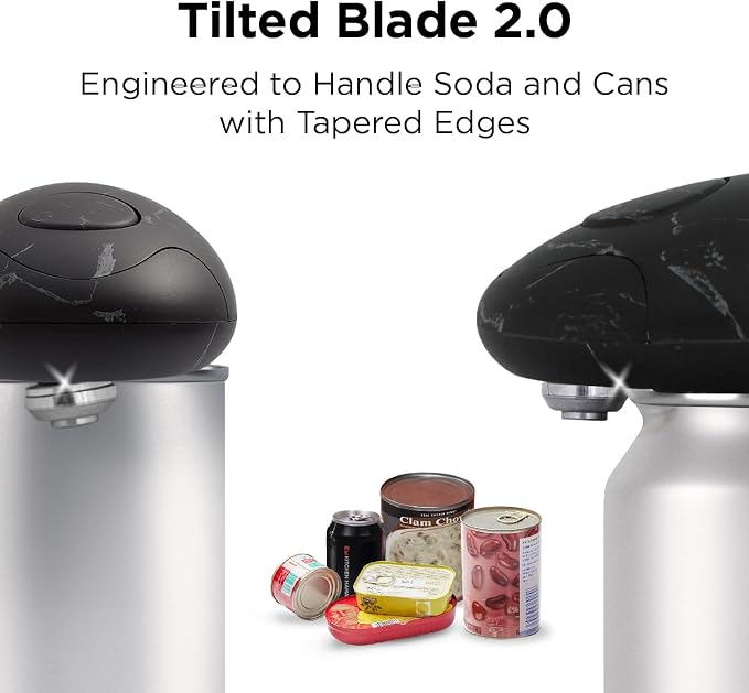 Kitchen Mama Auto 2.0 Electric Can Opener, Marble Black | Refined Blade, Automatic Hands Free, Smooth Edge, Food-Safe, Battery Operated