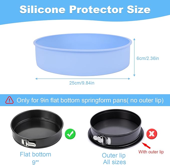 LynxLink Silicone Springform Pan Protector with Baking Mat Set for 9 inch Cheesecake Pan,Baking Pan,Cake pan - Cheesecake Water Bath Protector and Prevent Cake from Sticking to Bottom and Side