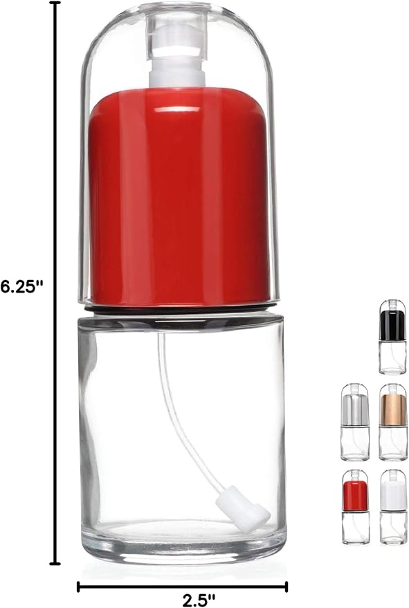 Olive Oil Sprayer and Oil Mister Elegant Glass Bottle with Clog-Free Filter & Leak Proof Top - Red