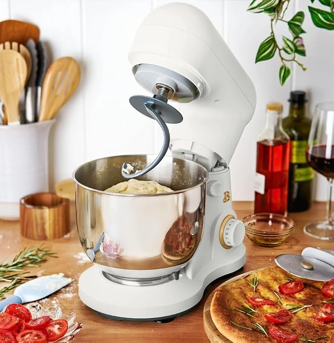 Beautiful 3.5 Qt Stand Mixer by Drew Barrymore, 12-Speed, White Icing | Tilt-Head Design, Stainless Steel Bowl, Dough Hook Included, Wire Whisk Included, Splash Guard Included