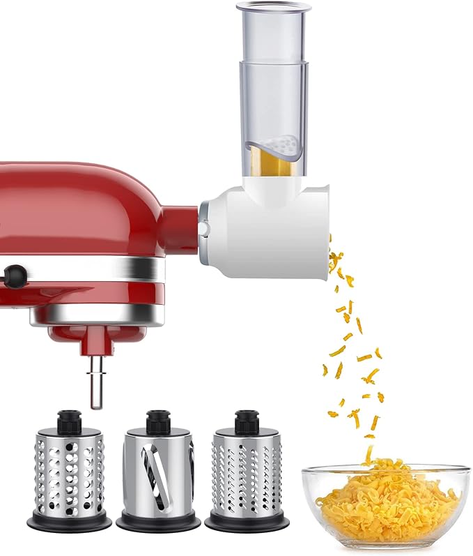 GVODE Slicer Shredder Attachment for KitchenAid Stand Mixers,Food Processor | Cheese Shredder with 3 Stainless Steel Blades, Cheese Grater Attachment for KitchenAid Stand Mixer, Easy Clean