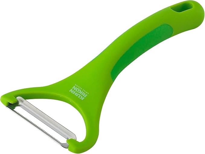 Kuhn Rikon Piranha Y Peeler with Serrated Stainless Steel Blade, Green, 6.25 inches