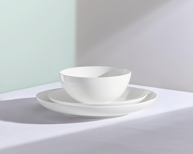 Lenox Studio 1414 Coupe Bone China 18-Piece Dinnerware Set for 6 | dishwasher safe | plates and bowls sets for kitchen and dining | 11 inch plate, dish set, dishes | 3 inch
