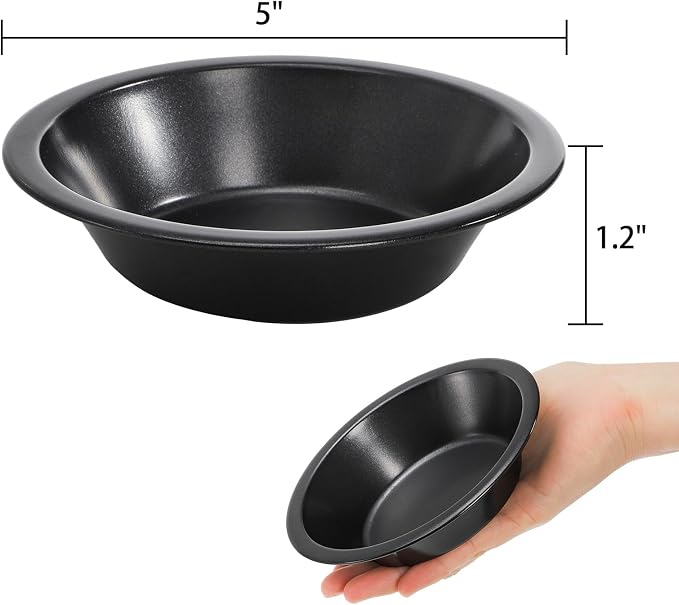 10 Pieces Mini Pie Pans, 5 Inch Individual Small Round Cake Pan, Reusable Nonstick Carbon Steel Pie Tins for Oven and Instant Pot Baking Chicken Pot Pies, Quiches, Fruit Pies