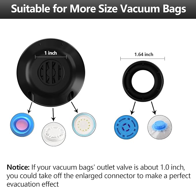 Travel Electric Vacuum Pump for Vacuum Storage & Seal Bags, Black | Portable Vacpack Air Pump for Compression Clothing Blanket Luggage(Storage Bag Not Included)