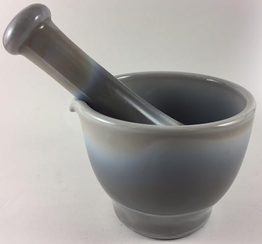 Mortar and Pestle - Variety of Sizes & Colors - American Made - Mosser Glass USA (Marble, 4 Oz)