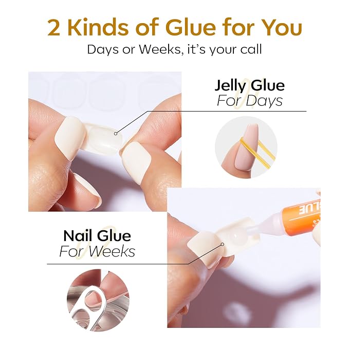 modelones Ginger Yellow Short Press on Nails, Oval Fake Nails Kit | Press Ons with Nail Glue, Adhesive Tabs, Nail File, Prep Pad, Manicure Stick, 32Pcs 16 Sizes, Summer Women Girl Gift