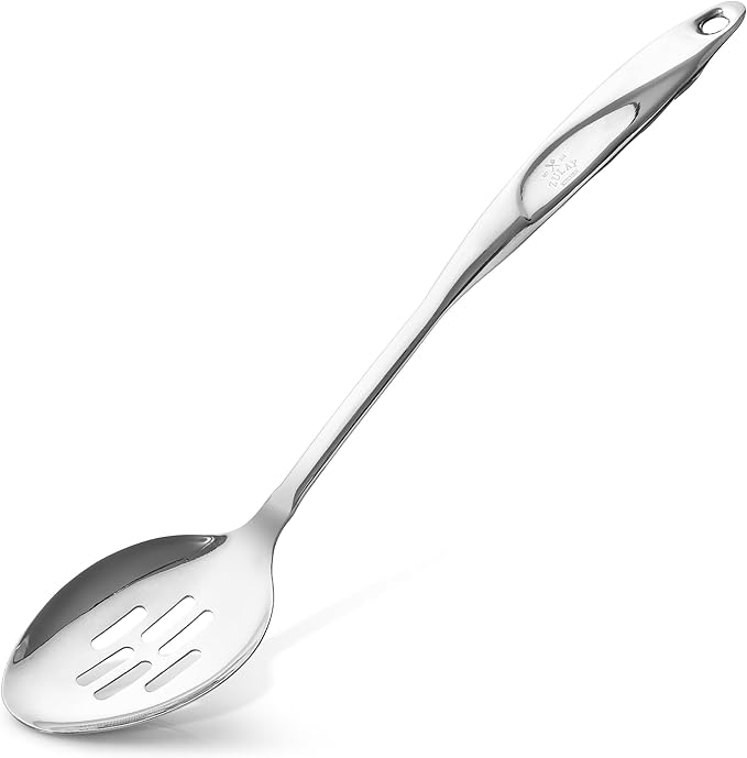 Zulay Kitchen Stainless Steel Slotted Spoon | 15” Large Cooking & Serving Spoon - Ergonomic Handle, Durable, Rust-Proof, Heat-Resistant, Dishwasher Safe Kitchen Utensil