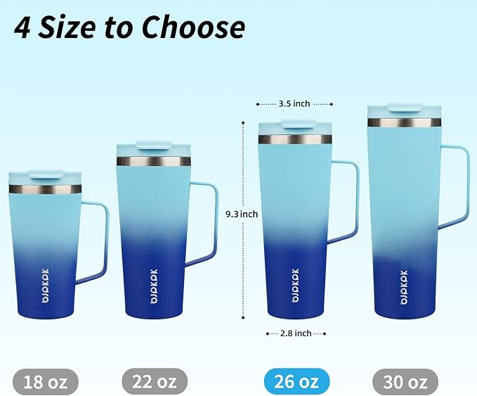 BJPKPK 26oz Insulated Tumbler with Handle, Lid & Straw, Stainless Steel | Double Wall Vacuum Insulated Coffee Travel Mug - Keeps Cold & Hot, BPA Free, Cupholder Fit for Office, Gym & Travel