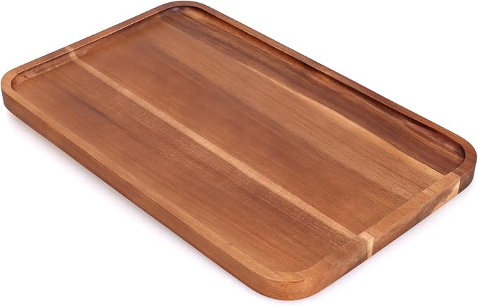 Large Wooden Trays for Serving Food Acacia Charcuterie Boards Party Platter | Rectangle Wood Cheese Trays Kitchen Counter Home Decor Fruit Appetizer Platters for Dessert Plates Long Cookie Snack Tray