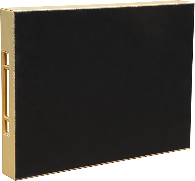 HofferRuffer Faux Leather Serving Tray with Gold Metal Handles, Stylish Decorative Tray Organizer for Coffee Table, Ottoman, Home Decor and Serving (Gold, 16.2" x 12.2" x 2")