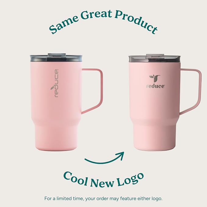 REDUCE Hot1 18 oz Insulated Stainless Steel Mug - Temperature Adjusting Lid | Dual-wall vacuum, keeps drinks hot for 6 hours, cupholder friendly, ideal for coffee & tea, Mineral Blue color