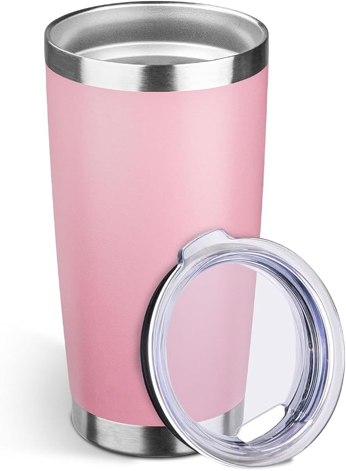 StarSpeed 20oz Stainless Steel Travel Coffee Tumbler,Light Pink | Travel Coffee Mug,Spill-proof Lid,Double Wall,BPA-free Travel Cups,Insulated Cup Fits Car Cupholders