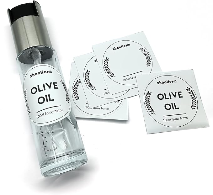 Oil Sprayer for Cooking, Olive Oil Sprayer Mister with Scale, 100ml Olive Oil Spray Bottle, Air Fryer Vegetable Vinegar Oil Portable Mini Kitchen Gadgets for Baking, Salad, Grilling, BBQ, Roasting