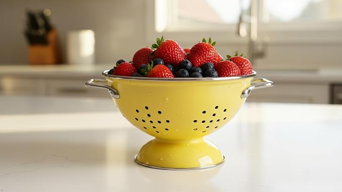 Calypso Basics by Reston Lloyd Powder Coated Enameled Colander, 1 Quart, Lemon
