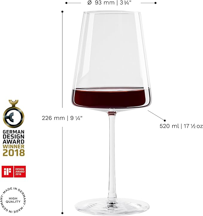 Stölzle Lausitz Red Wine Glasses Power Set of 2, 17 1/2 oz – Premium Glasses for Full-Bodied Wines – Modern Red Wine Glasses with Angular Design for Maximum Flavor – Dishwasher- & Break-Resistant