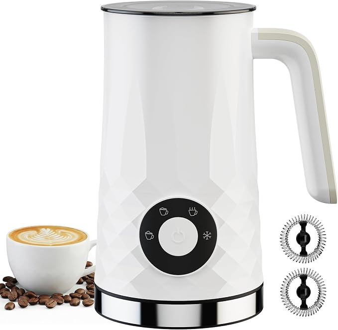 Milk Frother and Steamer, 4 in 1 Automatic Hot and Cold Foam Maker | 11.8oz Milk Warmer for Latte, Cappuccino, Hot Chocolate, Dishwasher Safe