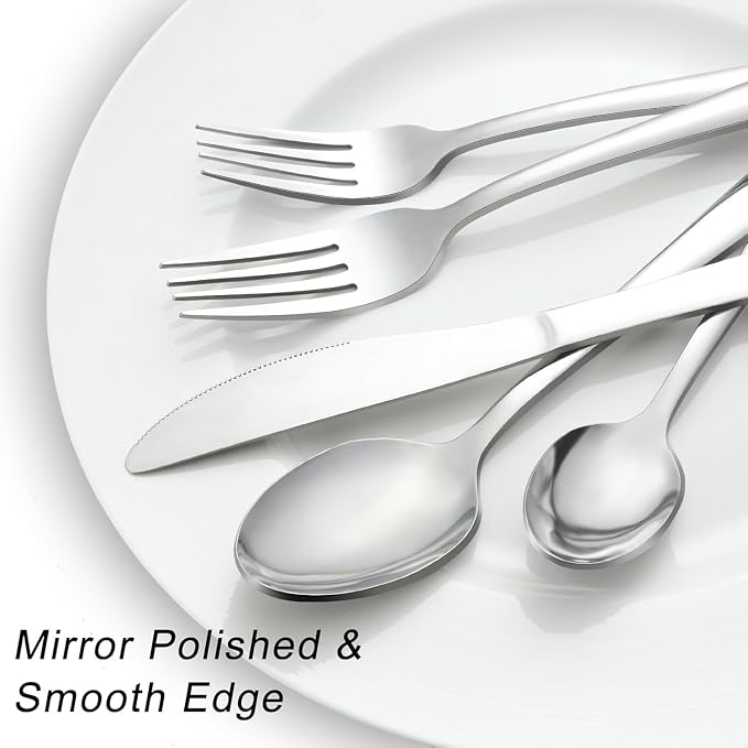 Pleafind 73-Piece Silverware Set with Organizer - Heavy Duty Stainless Steel Flatware Set Service for 12, Cutlery Utensil Sets with Steak Knives, Tableware Set for Home Restaurant, Dishwasher Safe