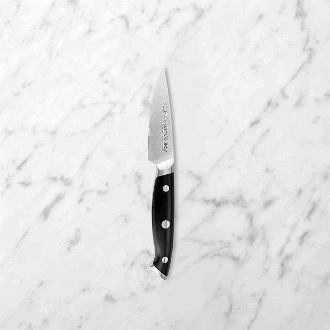 WICKWILLOW 3.5” Paring Knife – Ultra Sharp German Steel, Small Fruit Knife | Perfect for peeling, trimming and detailed prep with precise control and everyday comfort. Gift-Ready.