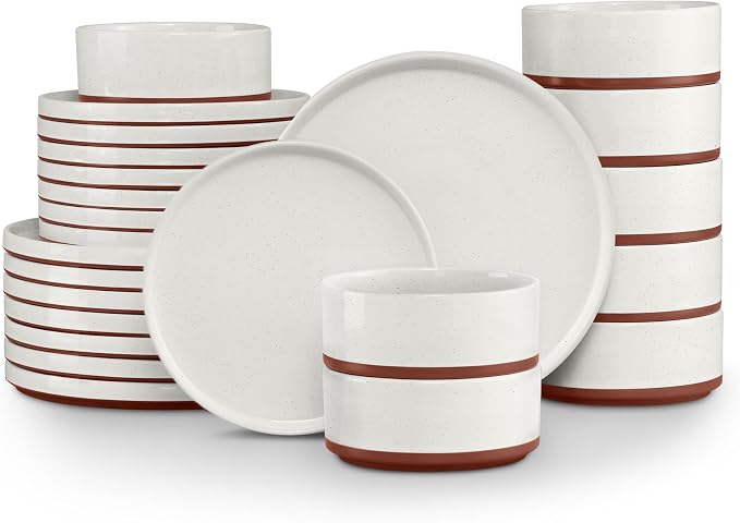 LIANYU 24 Pieces Porcelain Dinnerware Sets, Premium Plates and Bowls Set | High-Fired Ceramic Dishes Set for 8, Chip & Scratch Resistant, Microwave Dishwasher Safe, White