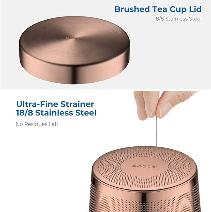 ecooe Tea Infuser Mug 16.9oz Glass Tea Cup with Removable Stainless Steel Infuser and Lid, Clear Glass Tea Cup 500ml Teacup for Loose Leaf Tea, Birthday for Parents Dad Mum Friends (Bronze) | 500ml, Clear Glass Tea Cup, with Stainless Steel Infuser/Lid...