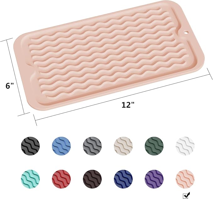 ZLR Silicone Sink Caddy & Sponge Holder, 6"x12", Peach Pink | Sink Organizer for Soap, Sponge & Brush, Doubles as Bathroom Vanity Tray, Raised Lip, Non-Slip Food-Grade Silicone