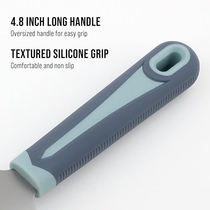 Julienne Peeler Vegetable Peeler with 4.8'' Long Silicone Handle | Non-slip grip & sharp blade; Y carrot shredder-for strips; Potato/serrated peeler-ordinary peeling/soft skin; 3 Pack; Blue