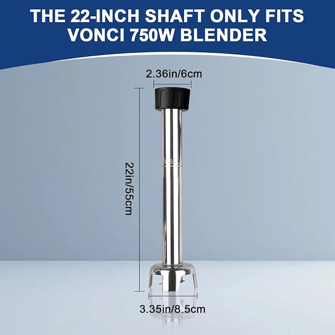 VONCI 22inch Commercial Immersion Blender Detachable Shaft, 500W & 750W Compatible, Stainless Steel Removable Shaft.