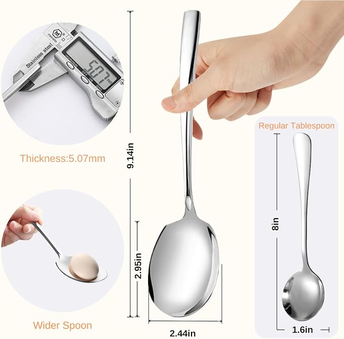Serving Spoons Set 9.14 Inch Slotted Spoon Serving Spoon Stainless Steel Serving Utensils for Buffet Parties Catering Dishwasher Safe(Set of 4, Silver)