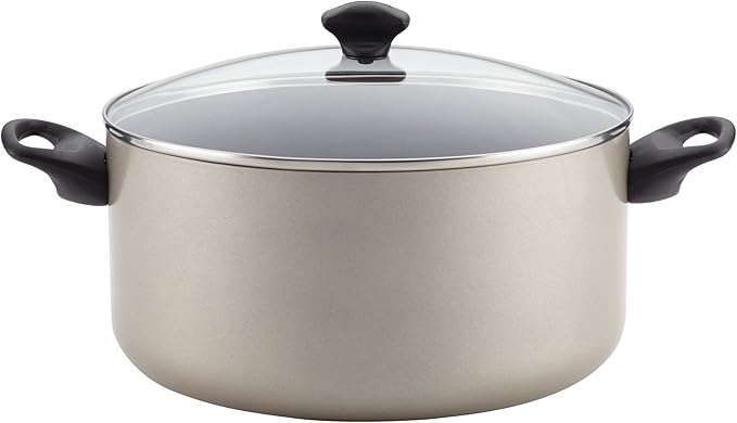 Farberware Promotional Cookware Aluminum Nonstick Covered Stockpot, 10.5-Quart, Champagne Silver