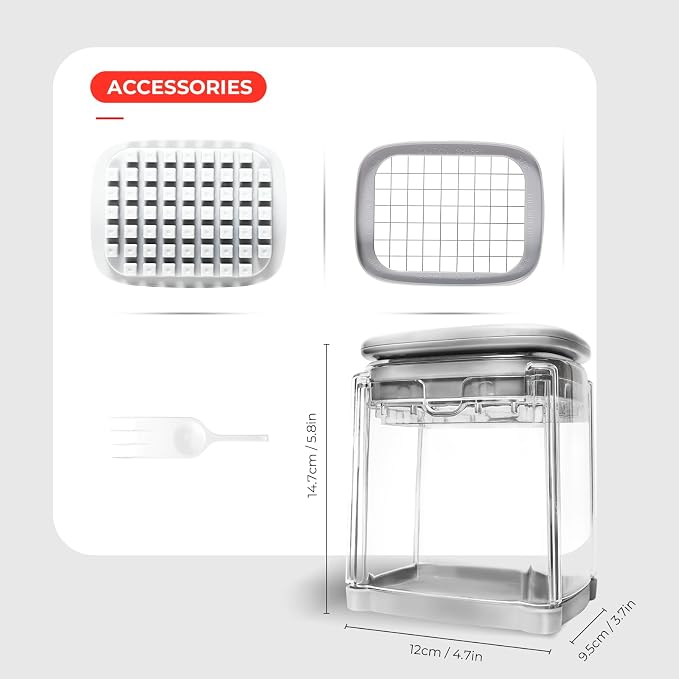 Potato Slicer French Fry Cutter with Container Manual Vegetable Chopper with 1 Blade Potato Cutter for Fries Apple Slicer & Onion Dicer