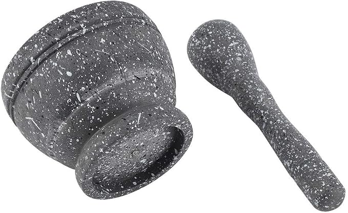 Mortar and Pestle Set, Grinding Bowl (Granite Pattern) | Manual Grinder for Crushing Sauce, Paste, Guacamole, Salsa, Pesto Making, Pill Crusher