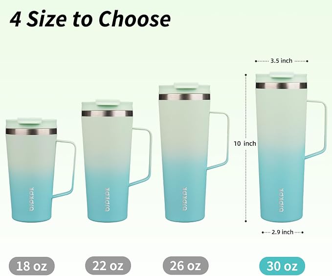 BJPKPK 30oz Insulated Tumbler with Handle, Lid & Straw, Stainless Steel | Double Wall Vacuum Insulated Coffee Travel Mug - Keeps Cold & Hot, BPA Free, Cupholder Fit for Office, Gym & Travel