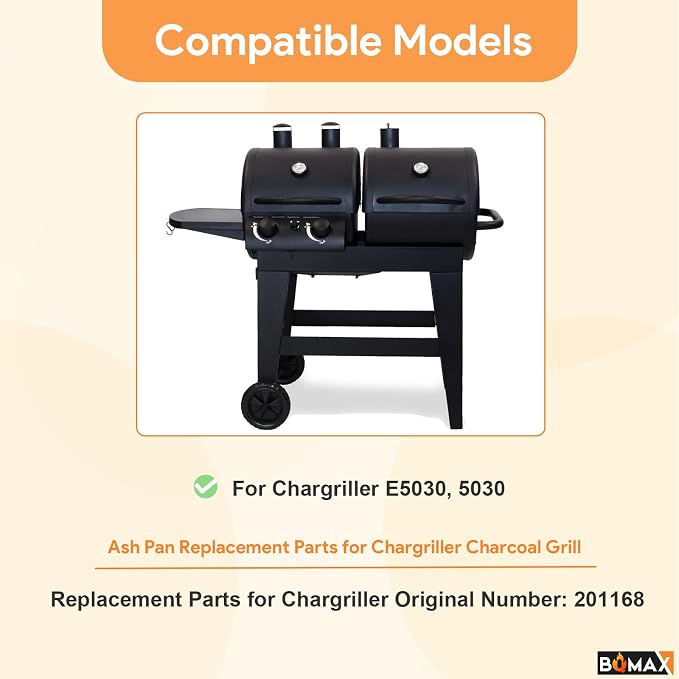 Ash Pan for Chargriller E5030, 5030, Ashpan for Char Griller 5030 Dual Function 2-Burner Charcoal Grill, Grill Parts for Char Griller Replacement Parts Charcoal Tray for Chargriller Ash Drip Pan
