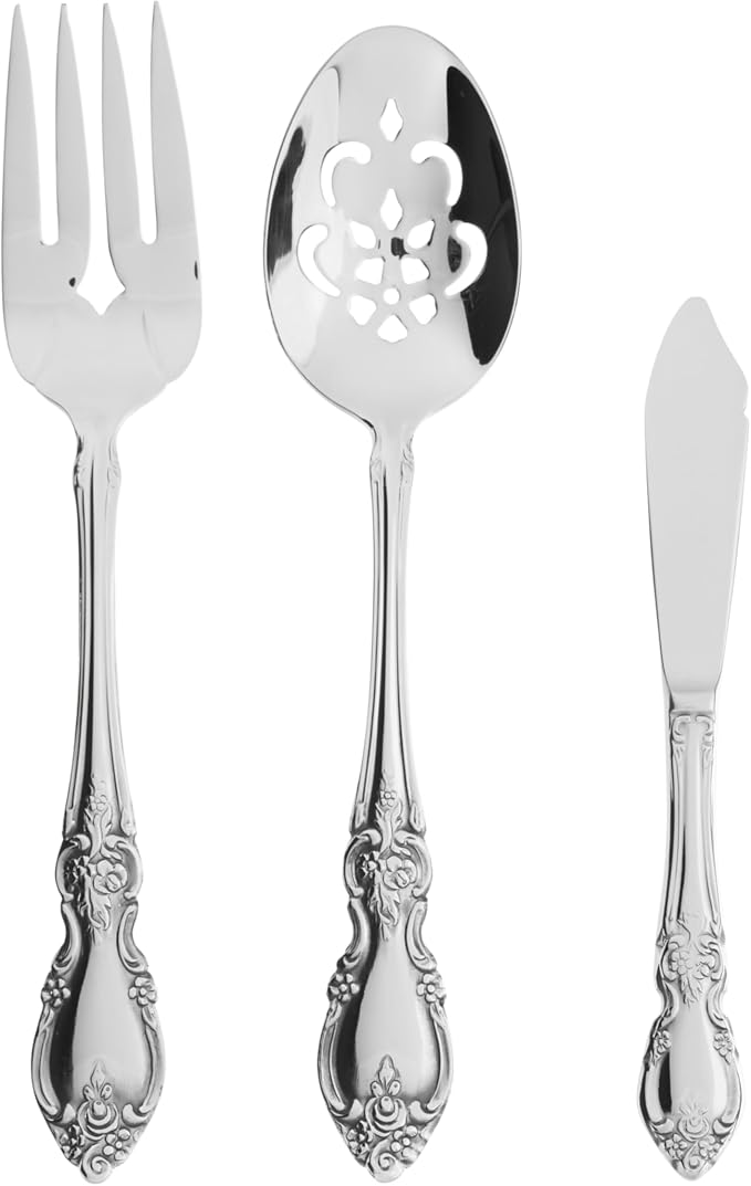 Oneida Louisiana 6-Piece Silverware Serving Set, Flatware | mirror finish, dishwasher safe | heavy duty, cutlery set for kitchen and dining, serving utensil set