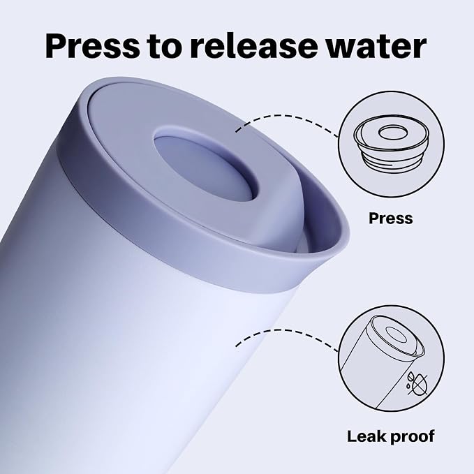 BOTTLE BOTTLE Insulated Coffee Tumbler with Push Button Lid 12oz(Blue) | Leakproof,Stainless Steel Travel Mug,Keeps Drinks Hot & Cold for 6 Hours,for Office & On the Go