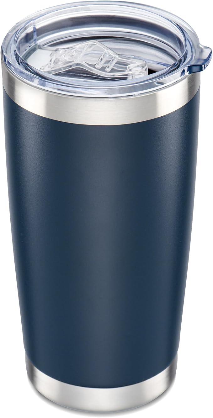20 oz Tumbler with Lid Stainless Steel Insulated Tumblers Cups Travel Mug | Double Wall Vacuum, Powder Coated, Keep Drinks Cold and Hot, Waterproof Lid, Fit of Car Cup Holders, Navy