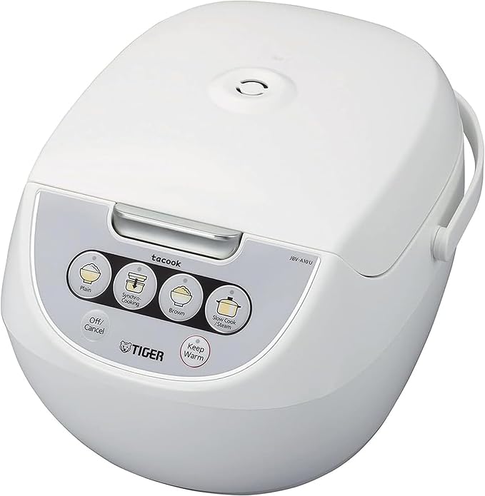 Tiger Jbv A10u 5.5 Cup Micom Rice Cooker with Tacook (White) | Tacook steamer tray