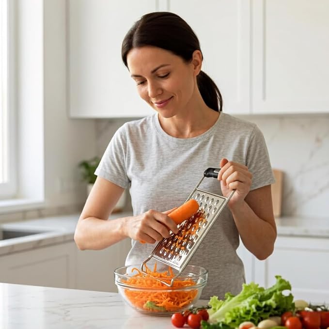 NACOLUS Classic Stainless Steel Cheese Grater with Handle, Coarse Shredder | solid stainless steel,ergonomic grip handle,parmesan vegetables chocolate,extra-wide blade,quick shredding,RV small kitchen
