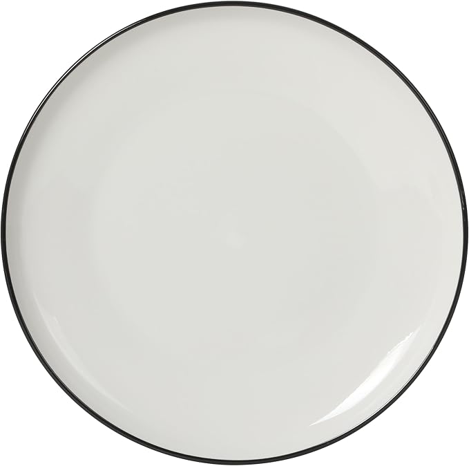 Gibson Home Havenstone 12-Piece Dinnerware Set – Dinner Plates, Salad Plates & Bowls, Classic White With Black Rim Everyday Dish Set for Home, Kitchen, Microwave & Dishwasher Safe