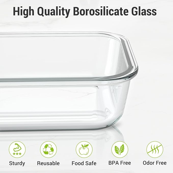 10 Sets 36 oz & 12 oz Glass Food Storage Containers with lids, Purple | 20-Piece Airtight Leak-proof Glass Meal Prep Containers with Lids, Microwave Oven Freezer Dishwasher Safe