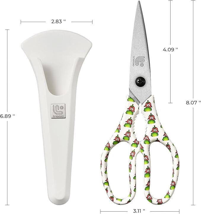 Kitchen Scissors Heavy Duty Kitchen Shears with Magnetic Holder Made with Japanese Steel 4034, Multipurpose Ultra Sharp Cooking Scissors for Meat/Vegetables/BBQ/Herbs/Pizza (Graphic,Chili)
