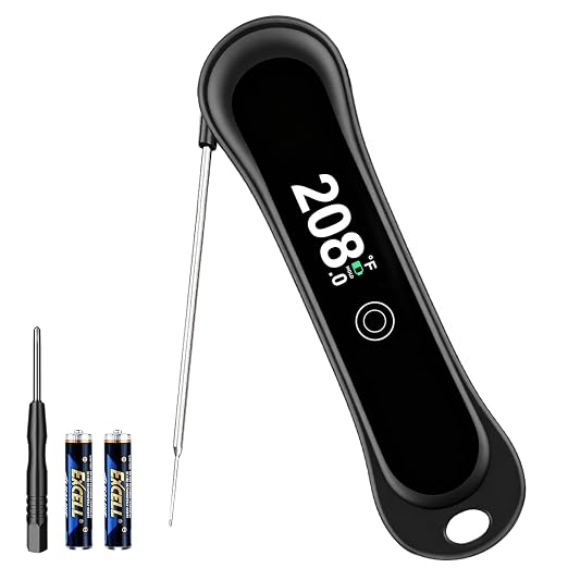 Digital Instant Read Meat Thermometer, Accurate Grill Thermometer for Beef | IP67 Waterproof 180° Foldable Probe, Precise Instant Read, Food-Grade Probe, Ideal for Grill, Deep Fry, Steak & Turkey