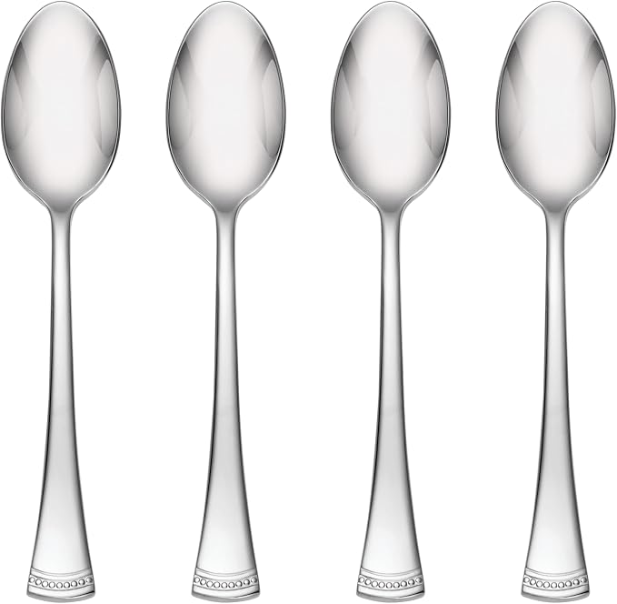 Lenox Portola Teaspoons Silverware Set for 4, Flatware | mirror finish, dishwasher safe | 6.3 inch length | cutlery set for kitchen and dining, utensil set, kitchen gifts for women