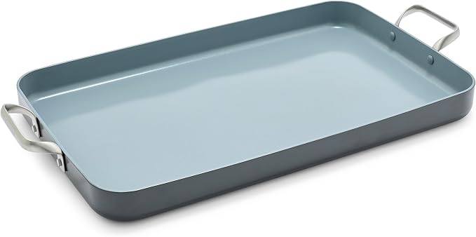 GreenPan Valencia Pro 18" x 11" Ceramic Nonstick Double Burner Griddle Pan | PFAS-Free Nonstick, Induction Ready, Compatible with all Stovetops, Hard Anodized, Gray, Dishwasher Safe, Oven Safe to 600F