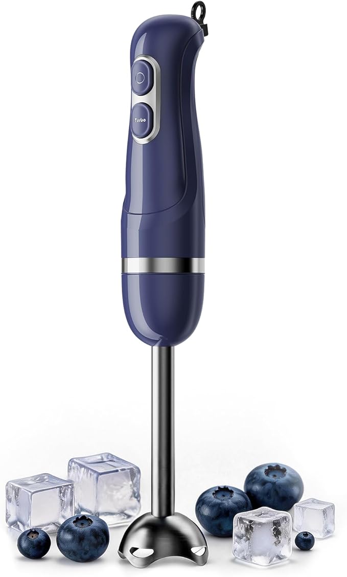 Turelar Immersion Blender Corded 400W, 2 Speed, Emulsifier, Blend, BPA-Free | Hand Blender Stick Mixer, Ergonomic Handle, Stainless Steel Blades, Effortless Blending for Soup, Smoothies, Puree, Baby Food