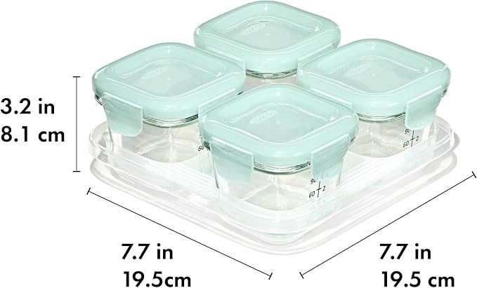 OXO Tot Glass Baby Blocks Food Storage Containers (4 oz) - Opal